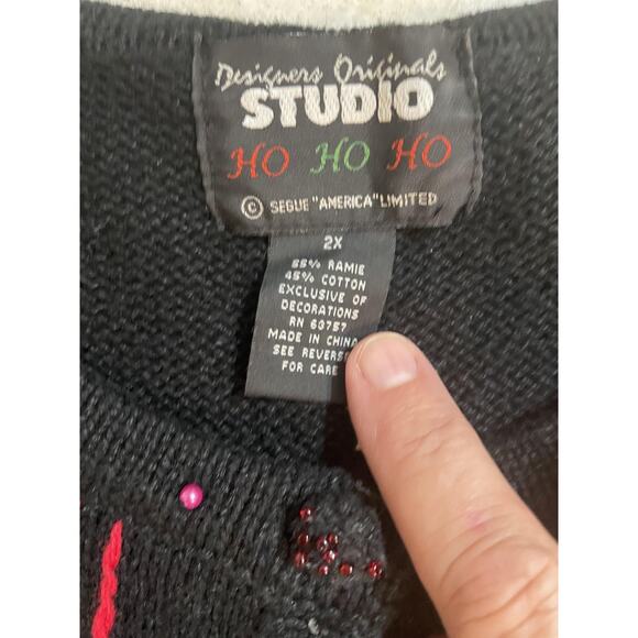 Designers Originals Ugly Christmas Sweater Womens 2X Beaded Cottagecore Grandma - Picture 8 of 15